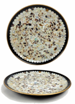 MOP Abalone Seashell Mosaic Inlay Decorative Round Serving Tray Charger 13&quot; Vtg - £38.36 GBP