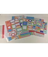 Scrapbook Lot Pages Bright Colors Family Kids Cut Outs 12x12 Paper Makes... - $648.44 MXN