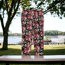 NWT SOFT SURROUNDINGS Slim Ankle Pull On Pant Black Floral Print 1X 18W/20W - $47.47