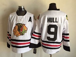 Blackhawks #9 Bobby Hull Jersey Old Style Uniform White - £39.26 GBP