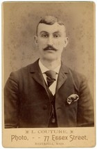 Circa 1880&#39;S Cabinet Card Handsome Dashing Man Mustache Couture Haverhill, MA - £9.53 GBP