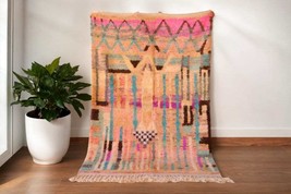 Unique handwoven abstract Moroccan rug, Wool area Moroccan rug, Boujad Moroccan  - £723.69 GBP