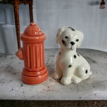 Norcrest Dalmatian and Fire Hydrant Salt and Pepper Shakers-Vintage-1970&#39;s VTG - £21.97 GBP