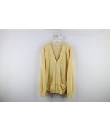 Vintage 60s 70s Streetwear Mens Size XL Blank Knit Cardigan Sweater Yell... - $1,270.32 MXN