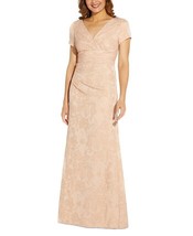 ADRIANNA PAPELL Embroidered Gathered-Waist Gown Blush Gold Size 2 $249 - £94.17 GBP