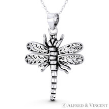 Dragonfly Insect Charm Pendant Animism Jewelry in Oxidized .925 Sterling Silver - £13.50 GBP+