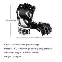 GINGPAI Half Finger Professional Boxing Taekwondo Karate and Muay Thai Gloves BK - £19.77 GBP