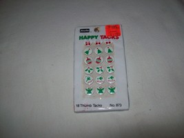 Vtg Christmas Happy Tacks Thumb Tacks American Tack Hardware Co peace an... - $15.83