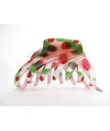 Spotted magenta red green black white hair claw clip for medium fine hair - £7.15 GBP