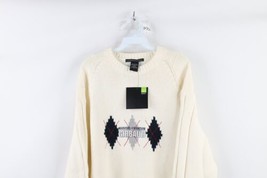 NOS Vtg 90s Marithe Francois Girbaud Mens L Spell Out Argyle Knit Sweater Cream - £155.65 GBP
