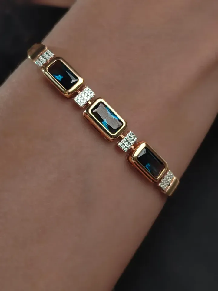 Women&#39;s bracelet silver 925, jewelry gold with topaz London isk. and cub... - $179.00