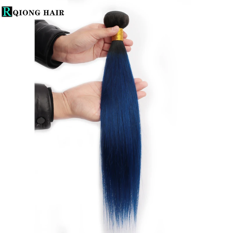 Long Straight Hair Bundles Blue For Women 1 Pc Indian Remy Hair Colored Ginger - $31.54+