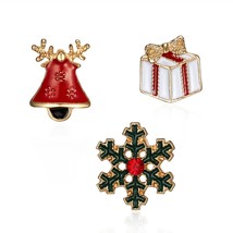 3pc Set Merry Christmas Brooch Xmas Tree  Elk Snowflake Lapel  Pins Small  Fashi - £58.19 GBP