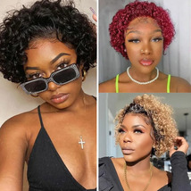 Pixie Cut Wigs Human HaiShort Curly Lace Front Human Hair Wigs For Women... - £31.69 GBP+