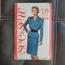 Butterick See &amp; Sew 6514 Misses Size A 6-14 Classic Fit Top &amp; Skirt Vtg. UNCUT - £6.81 GBP