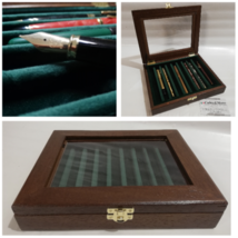 Casket for Pens Expositor Wood And Velvet Handmade By Coins&amp;More Pencil ... - £46.94 GBP