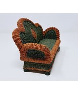 Resin Cherison Couch 6&quot; Sofa Chesterfield Settee Doll House Green Brown ... - £8.24 GBP