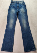 Zara Bootcut Jeans Women Tall 4 Blue Denim 100% Cotton Pockets Flat Fron... - $19.62