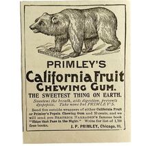 Primley&#39;s California Fruit Gum 1894 Advertisement Victorian Grizzly ADBN1LL - $19.99