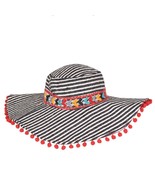 America &amp; Beyond Samba Red Beaded Striped Bohemian Hat Medium NWT - €29,77 EUR