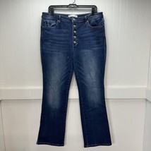 Kancan Jeans Womens 32 Bootcut High Rise Button Fly Blue Stretch Denim Dark Wash - £25.15 GBP