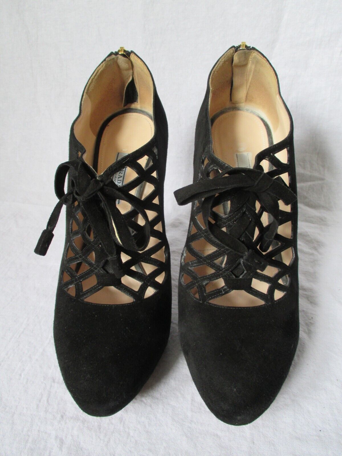 PRADA Black Suede Cage Hidden Platform Pumps with Back Zipper – Size 40 - $103.99