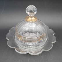 Vintage EAPG Early American Colonis Pattern Glass Round Covered Butter Dish 7&quot; - £11.86 GBP