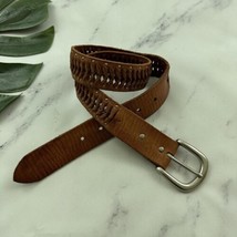 Resistol Womens Leather Belt Size M Brown Woven Stud Trim Western Brass ... - $24.74