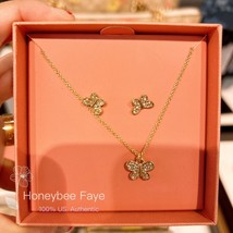 NWT Coach Pavé Butterfly Earrings And Necklace Set CI910 - £69.60 GBP