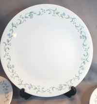 Corelle Country Cottage Dinner Plates 10.25&quot; Green Blue Purple Hearts Set of 4 - £17.17 GBP