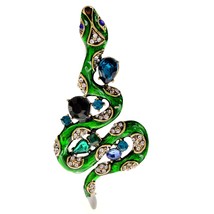 Rhinestone Large Snake Brooches For Women And Men Vintage Fashion Animal Green P - $8.42