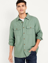 Old Navy Loose Fit Twill Pocket Shirt Jacket Mens 3XL Tall Green Shacket NEW - £25.56 GBP