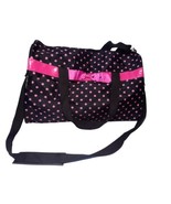 J Garden Polka Dot Duffle Gym Bag Black Pink Bow - £9.55 GBP