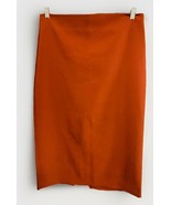 Zara Burnt Orange Knit Pencil Skirt Size Large Pull On Stretch Back Slit... - $20.50 CAD