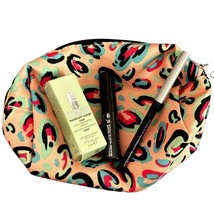 Clinique Cosmetics Bag Makeup Leopard Print Travel Mascara Quickliner Moisturize - £8.04 GBP