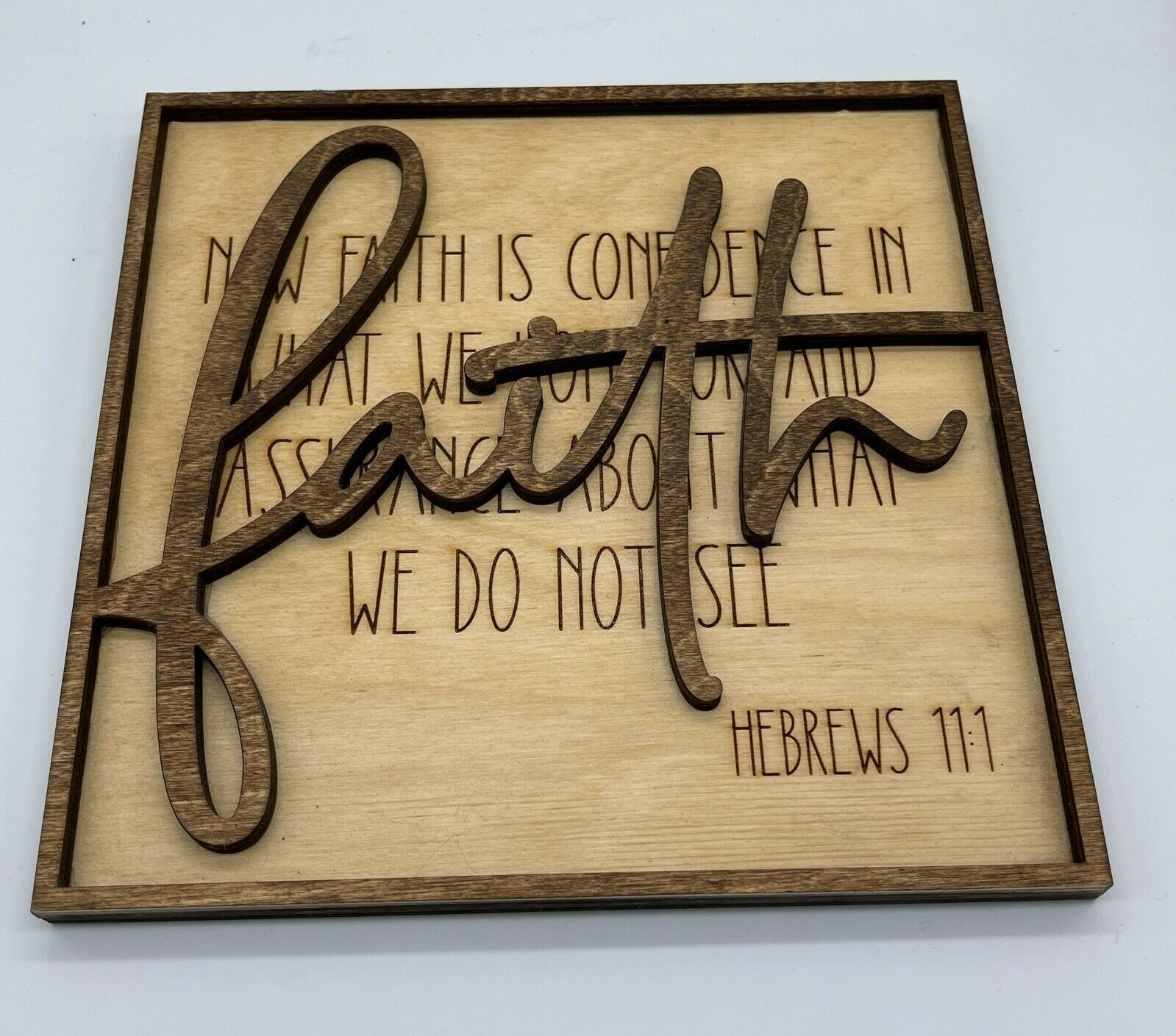 Primary image for Hebrews 11 : 1 Faith Wooden Sign / Shelf Accent 8" x 8"