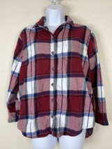 Old Navy Womens Size XS Red Plaid Pocket Button Up Shirt Long Sleeve - $9.93