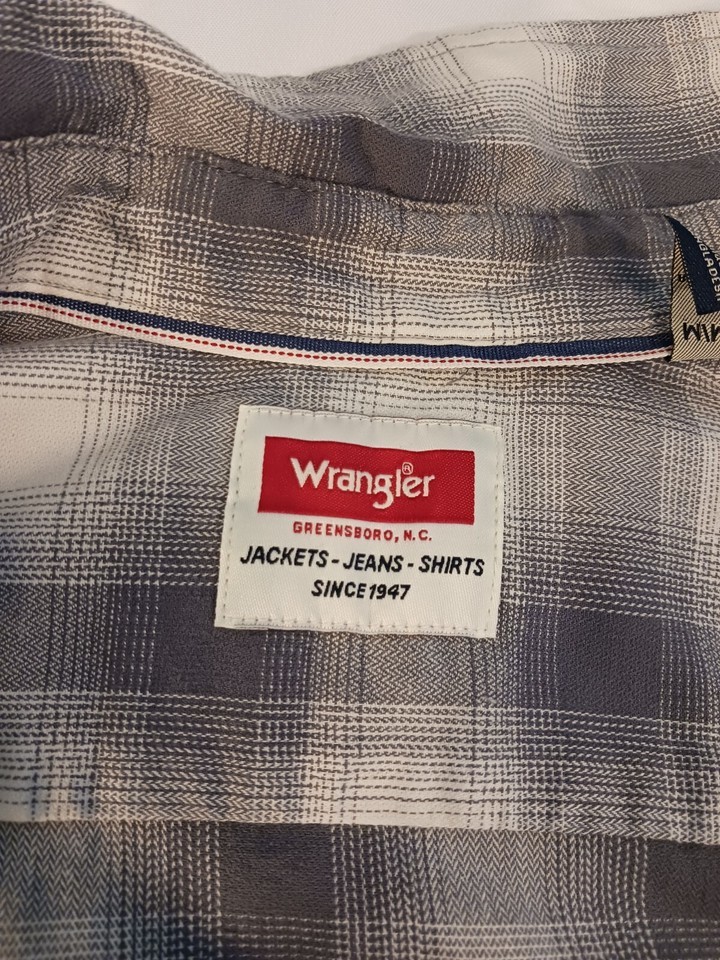 Wrangle Long Sleeves Spread Collar Cotton Green/White Shirt Plaid - Small Item image 3