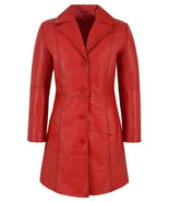 New Women Trench Coat Red Handmade Lambskin Genuine Leather Casual Styli... - $183.75+