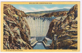 Postcard Boulder Dam Downstream Face Colorado River Linen - £3.24 GBP