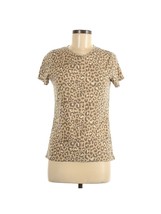 Zoe + Liv Womens Short Sleeve Top Brown Leopard TAG FREE Sz L NWT - £7.31 GBP