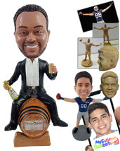Personalized Bobblehead Sommelier tasting a delicious drink on top of a barrel w - £138.58 GBP