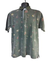 Vintage Tommy Hilfiger Polo Mens M Green Short Sleeve Fishing Reels  - $9.50