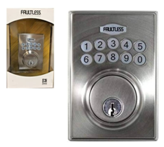 Electronic Deadbolt, Metal, Satin Nickel - Faultless GA8X2D01AA - $44.54