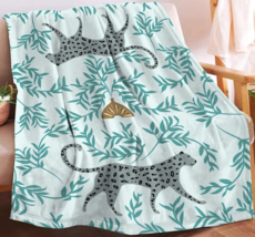 NEW Jungle Cheetah Microfiber Flannel Throw Blanket 30 x 40 inches teal - £10.35 GBP