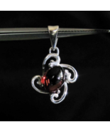 Little Sterling silver Gemstone pendant with a natural Dark Red Garnet h... - $30.00