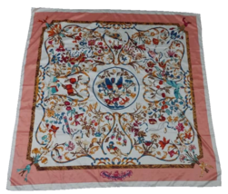 VINTAGElarge scarf Silk Pierres d&#39;Orient et d&#39;Occident  pink Colors - £116.89 GBP