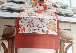 2 Extra Long Fabric Metallic Table Runners(14x72&quot;&amp;14x90&quot;)FALL LEAVES,Shabby Chik - £27.68 GBP