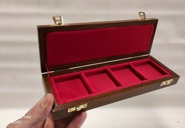 Boxset Pouch in Wood for Coins 4 Boxes 1 31/32x1 31/32in in Velvet Italian - $56.32+