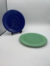 Fiesta Ware  9&quot; Luncheon Salad Plate, 1 Blue And 1 Green Used - $17.82
